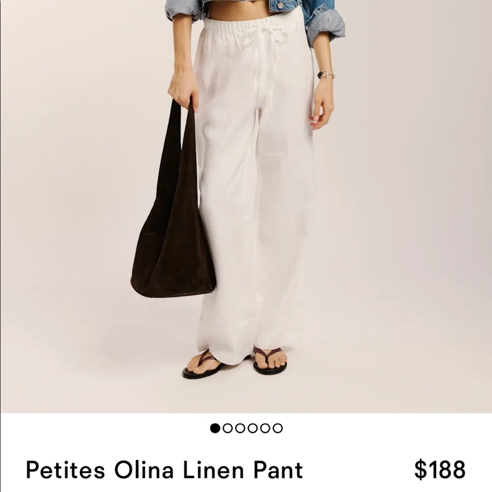 Reformation White Olina Pant - Medium